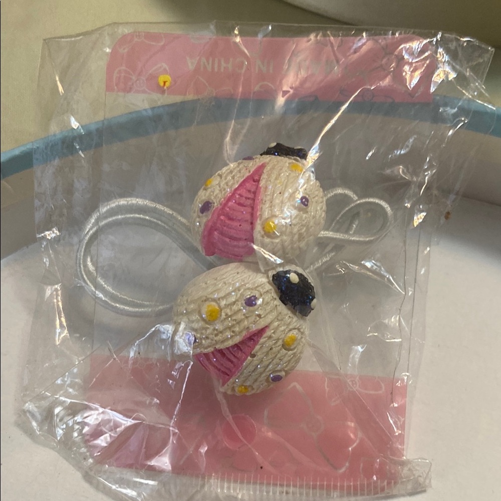 Ladybug Colorful Hair Tie with Beaded Design